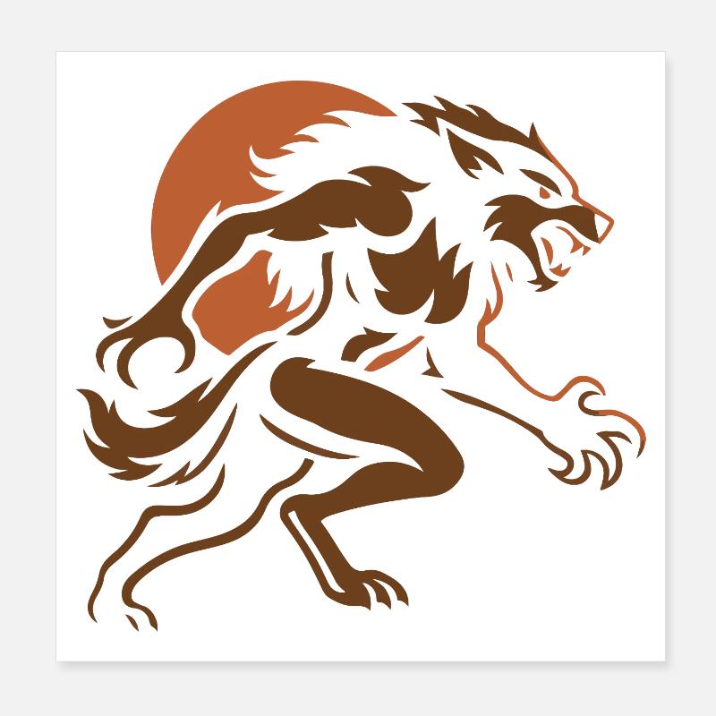 Brown wolf in the storm Poster 8" x 8" (20x20 cm)