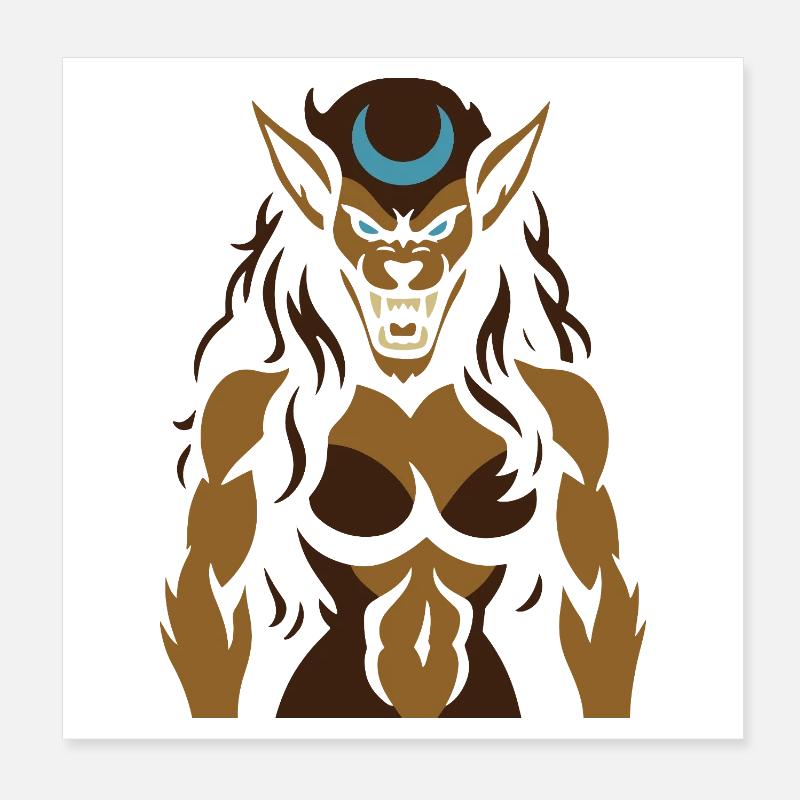 Moonlight Demon Warrior Poster 8" x 8" (20x20 cm)