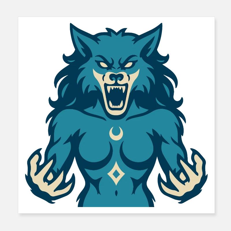 Moonwolf Power Design Poster 8" x 8" (20x20 cm)