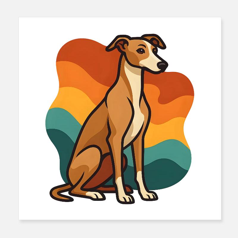 Chien lévrier en Chien Sunset Poster 20 x 20 cm