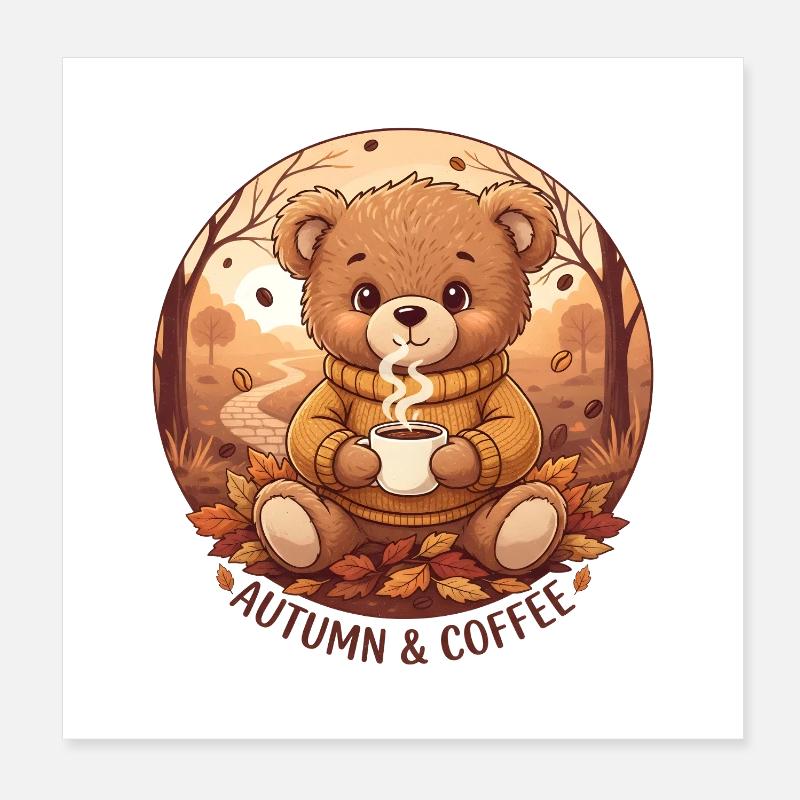 HERBST & KAFFEE - Poster 20x20 cm - Weiß