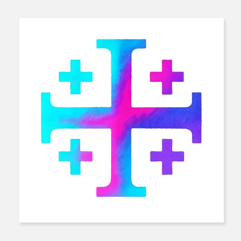 Croix de Kairos (Croix de Jérusalem) – Ciel étoilé Poster 20 x 20 cm