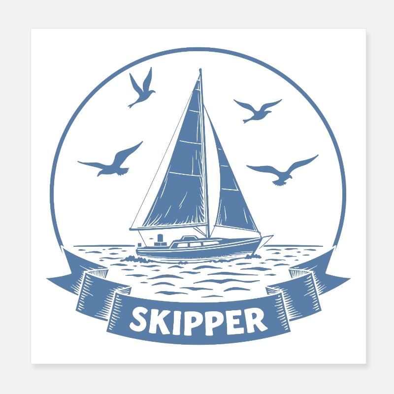 Skipper Sailboat Maritime Captain Poster 8" x 8" (20x20 cm)