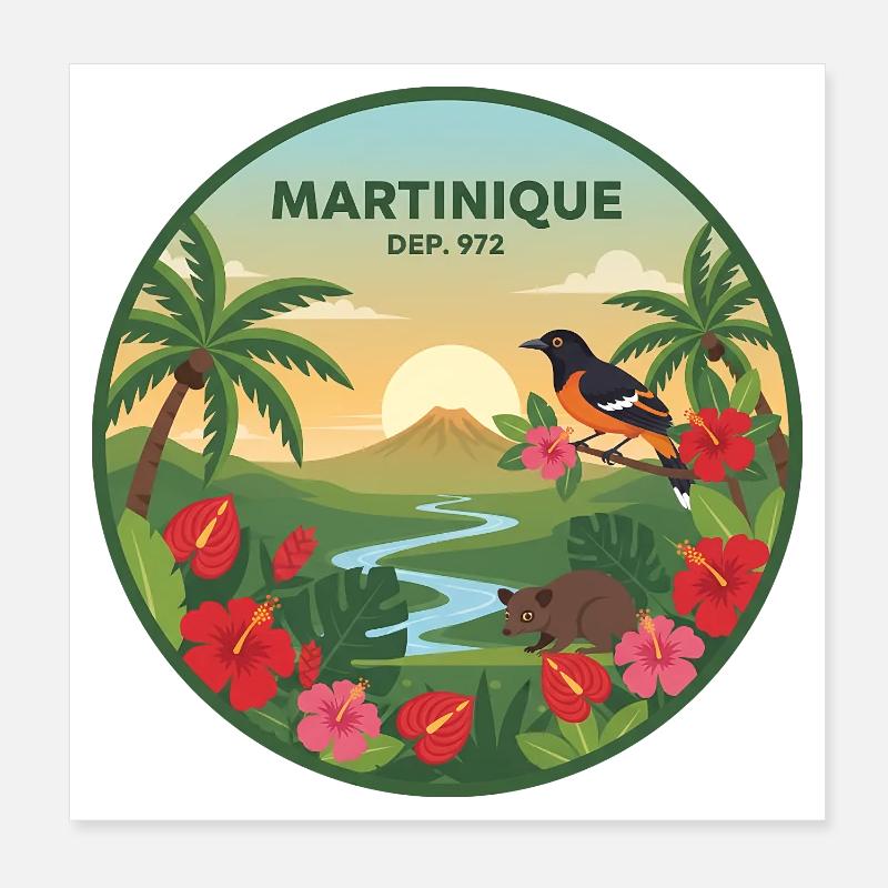 Martinique 972 - Poster 20x20 cm - Weiß