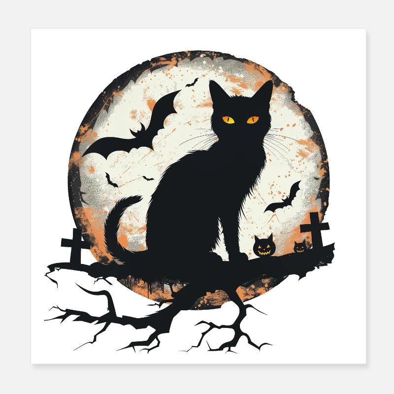Chat Halloween Poster 20 x 20 cm