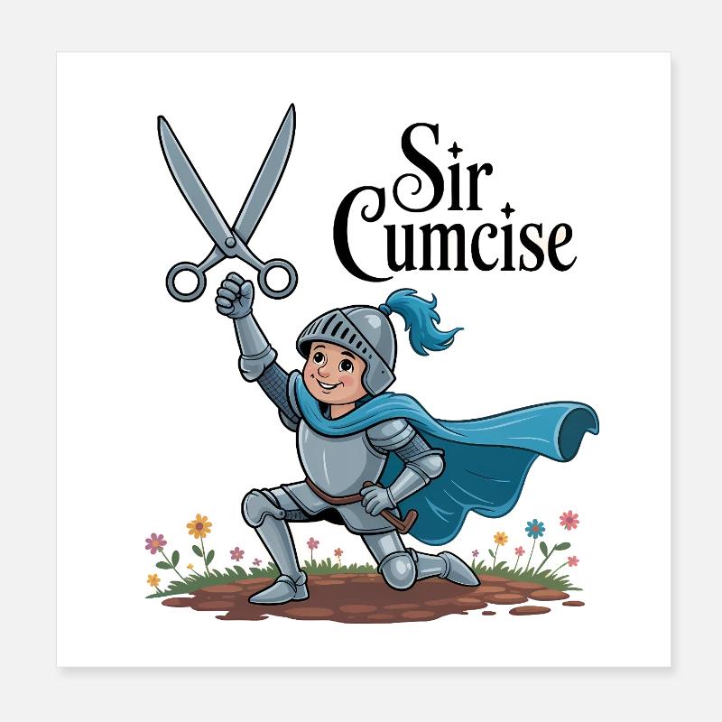 Sir Cumcise - Memeshirt médiéval drôle Poster 20 x 20 cm