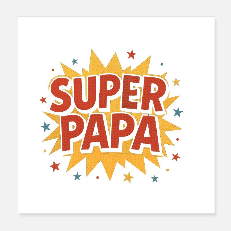 Super Papa Comic Explosion Poster 20x20 cm