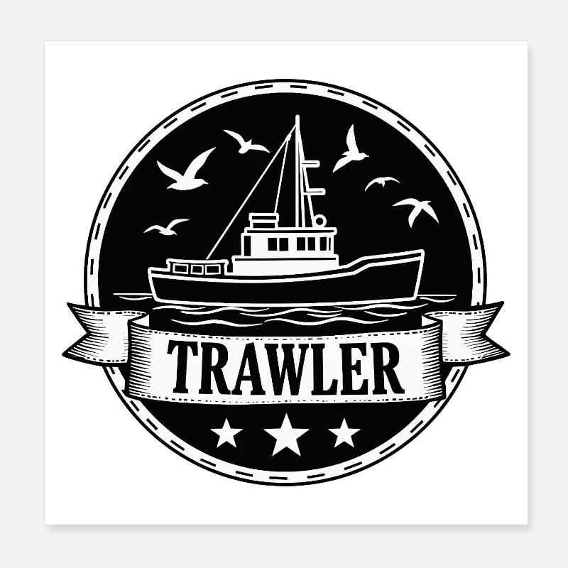Cutter de pêche Chalutier Pêche Mer Poster 20 x 20 cm