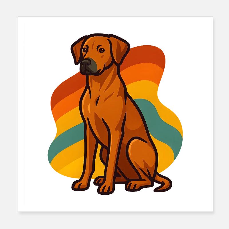 Retro Rhodesian Ridgeback Dog Poster 8" x 8" (20x20 cm)