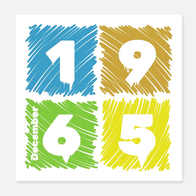 60. Geburtstag Farbige Patches since 12/1965 - Poster 20x20 cm - Weiß