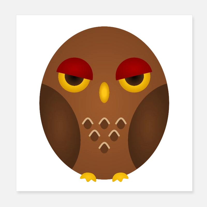 Mürrische Eule Silhouette Poster 20x20 cm