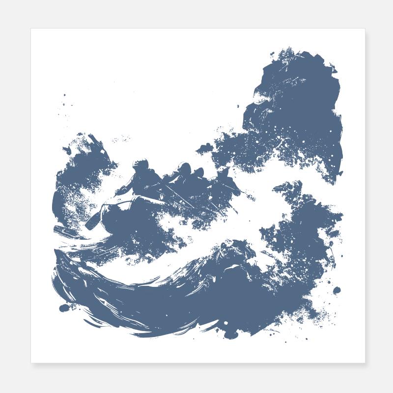 Whitewater Rafting Brush Art Poster 8" x 8" (20x20 cm)