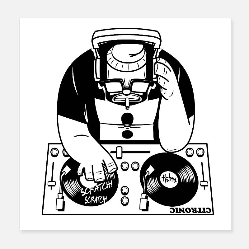 DJ - Poster 20 x 20 cm - blanc