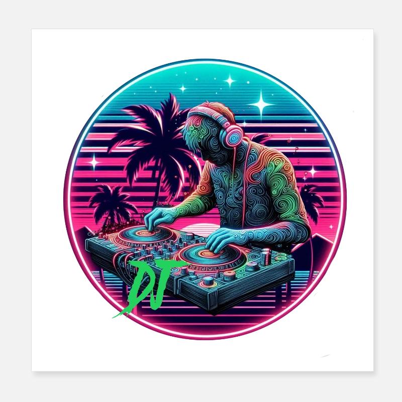 DJ - Poster 20x20 cm - Weiß
