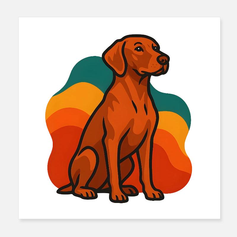 Vizsla Dog in Retro Palette Poster 8" x 8" (20x20 cm)