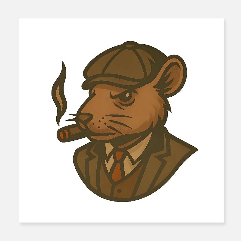 Ratte im Anzug mit Zigarre Poster 20x20 cm