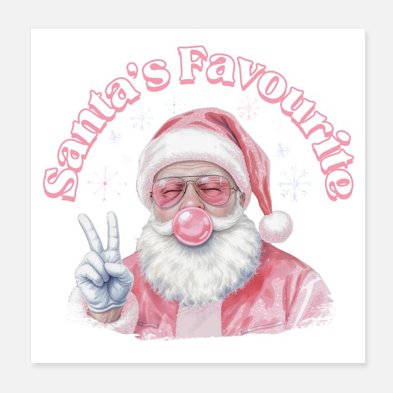 Signe de paix du Père Noël rose - Poster 20 x 20 cm - blanc