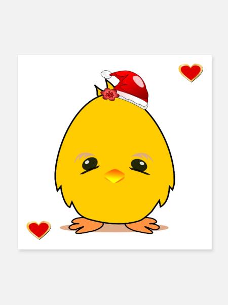 Christmas Chick Christmas Heart - Poster 8" x 8" (20x20 cm) - white - Front
