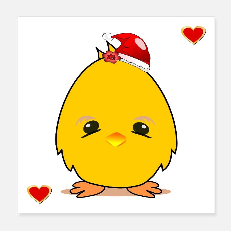 Christmas Chick Christmas Heart Poster 8" x 8" (20x20 cm)