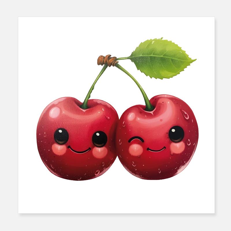 Cerises avec un visage Poster 20 x 20 cm