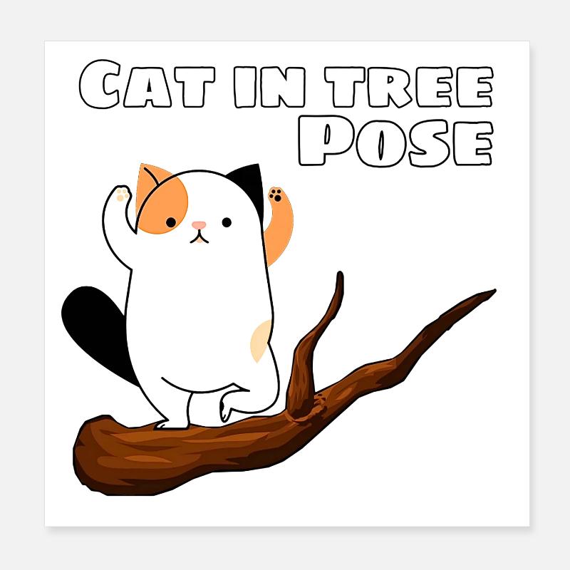 Chat dans la posture de l’arbre Poster 20 x 20 cm