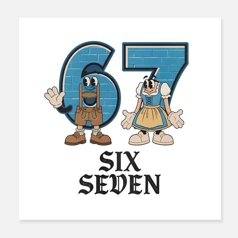 6 7 Six Sept mèmes Poster 20 x 20 cm
