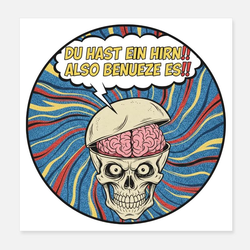 Blague sur le crâne psychédélique Poster 20 x 20 cm