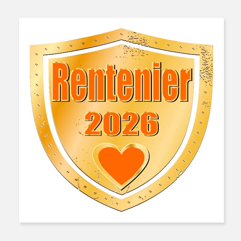 Rentier 2026 - Poster 20x20 cm - Weiß