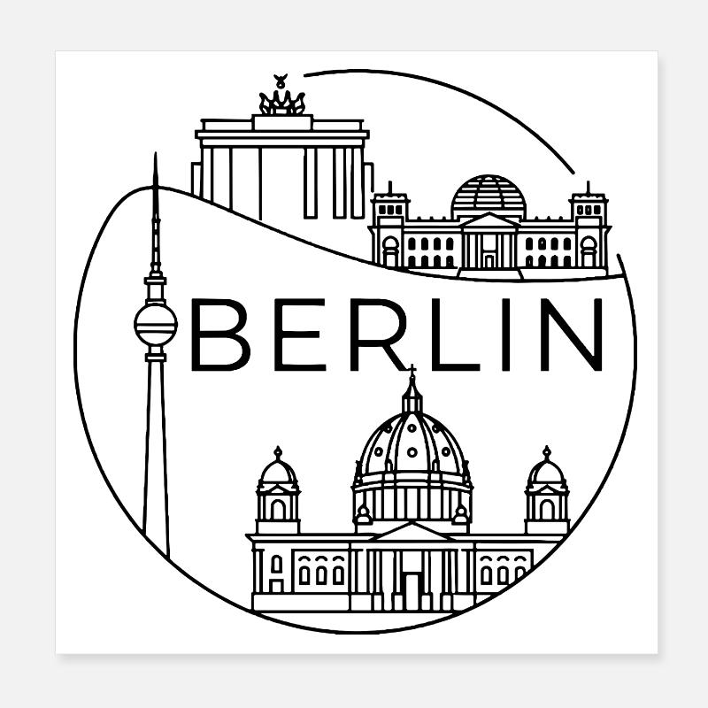 Berlin Landmark : conception moderne de lignes en cercle Poster 20 x 20 cm