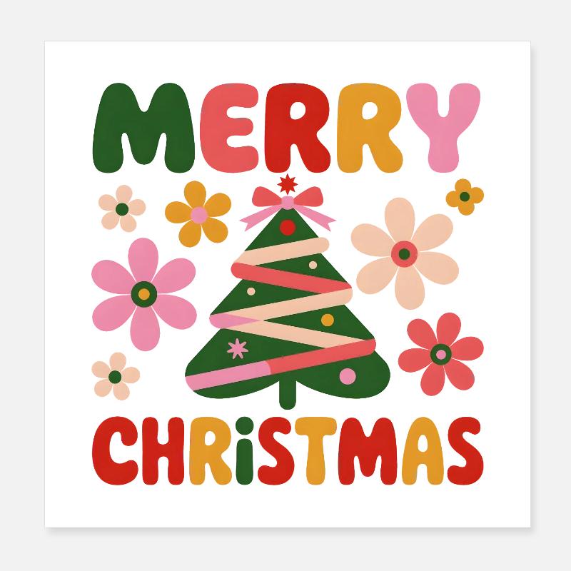 Merry Christmas Poster 8" x 8" (20x20 cm)