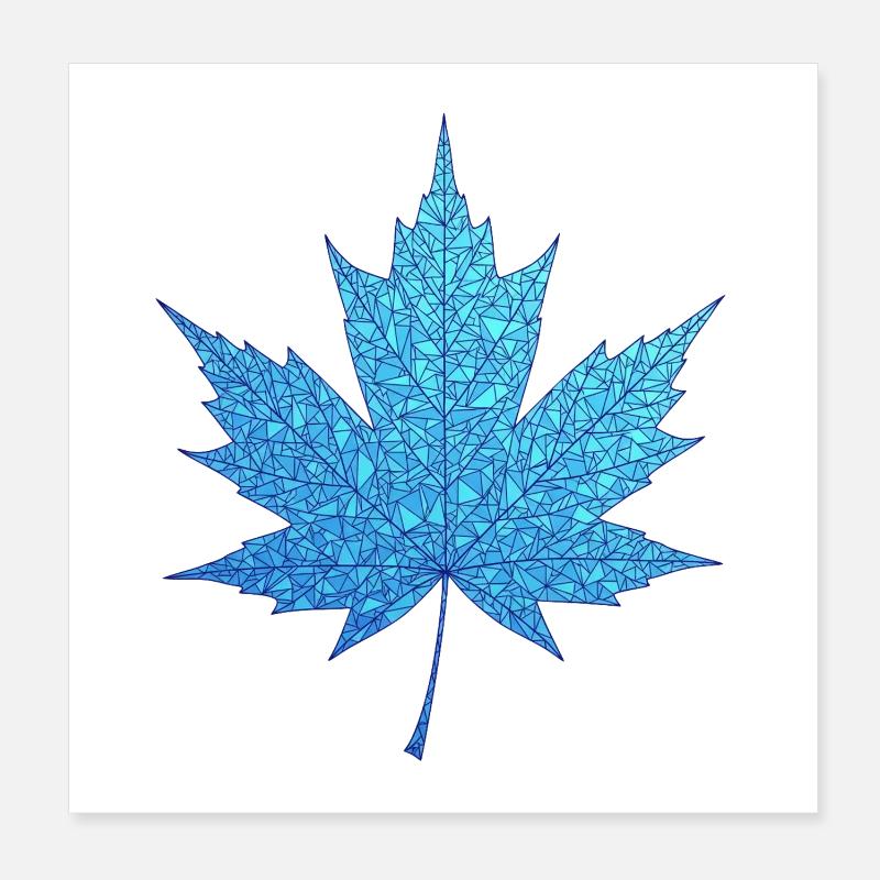 Imprimé géométrique de feuilles d’érable bleu Poster 20 x 20 cm