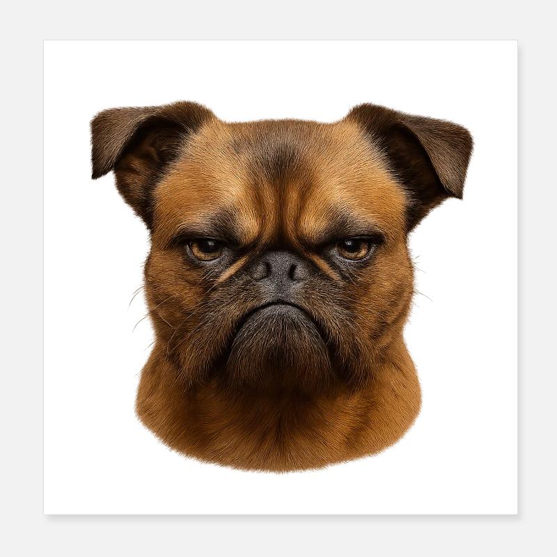 Grim Pug Head Illustration Poster 8" x 8" (20x20 cm)
