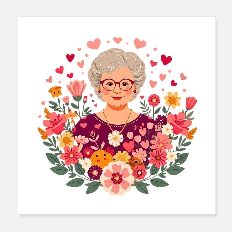 Blumen-Großmutter Poster 20x20 cm