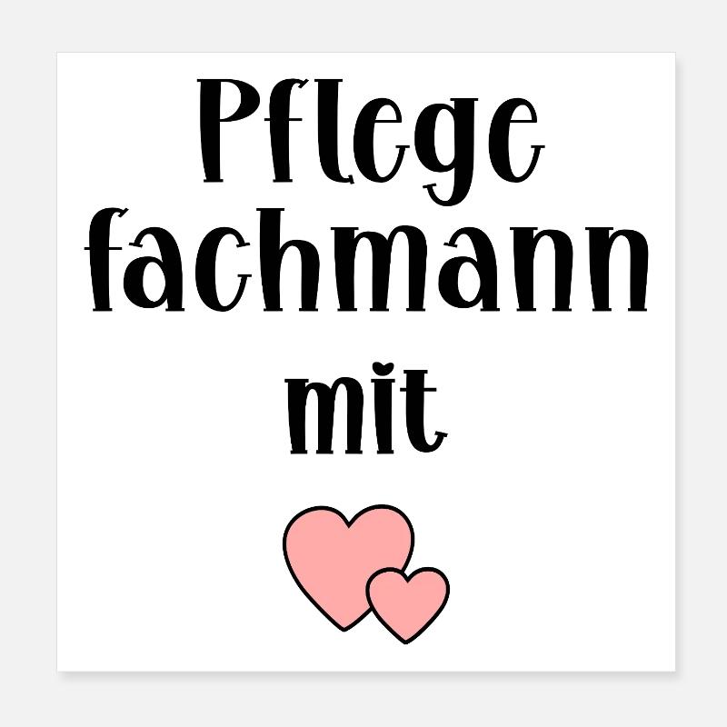 Pfleger Herz Pflege - Poster 20x20 cm - Weiß