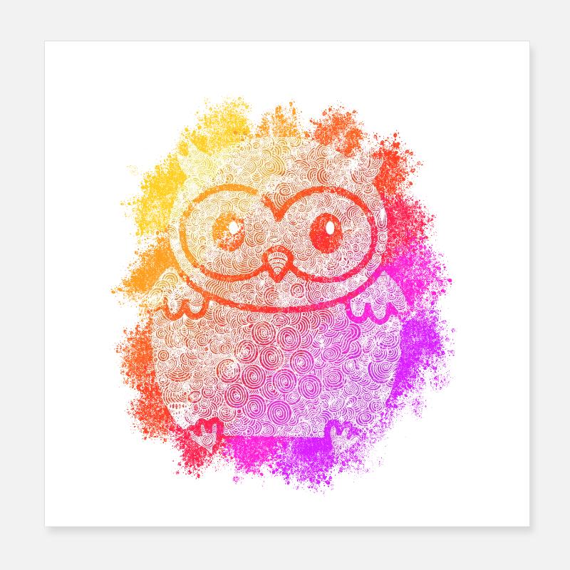 Hibou Zentangle Poster 20 x 20 cm