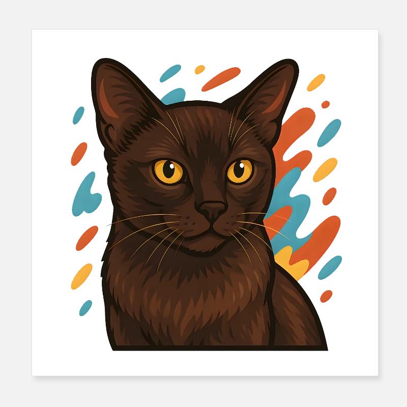 Burma-Katze mit buntem Hintergrund Poster 20x20 cm