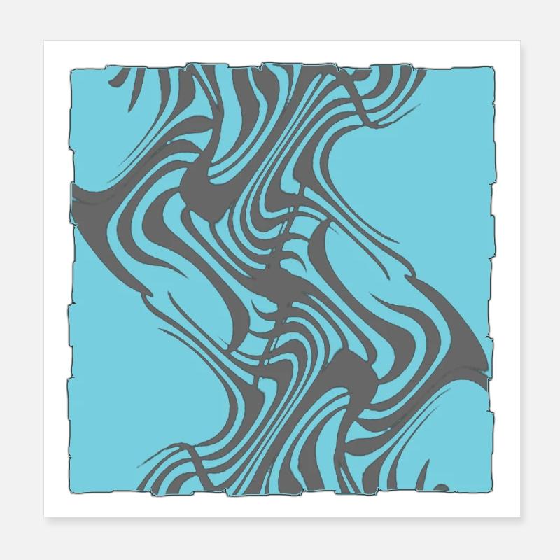 Zebraisches Muster Cyan Poster 20x20 cm