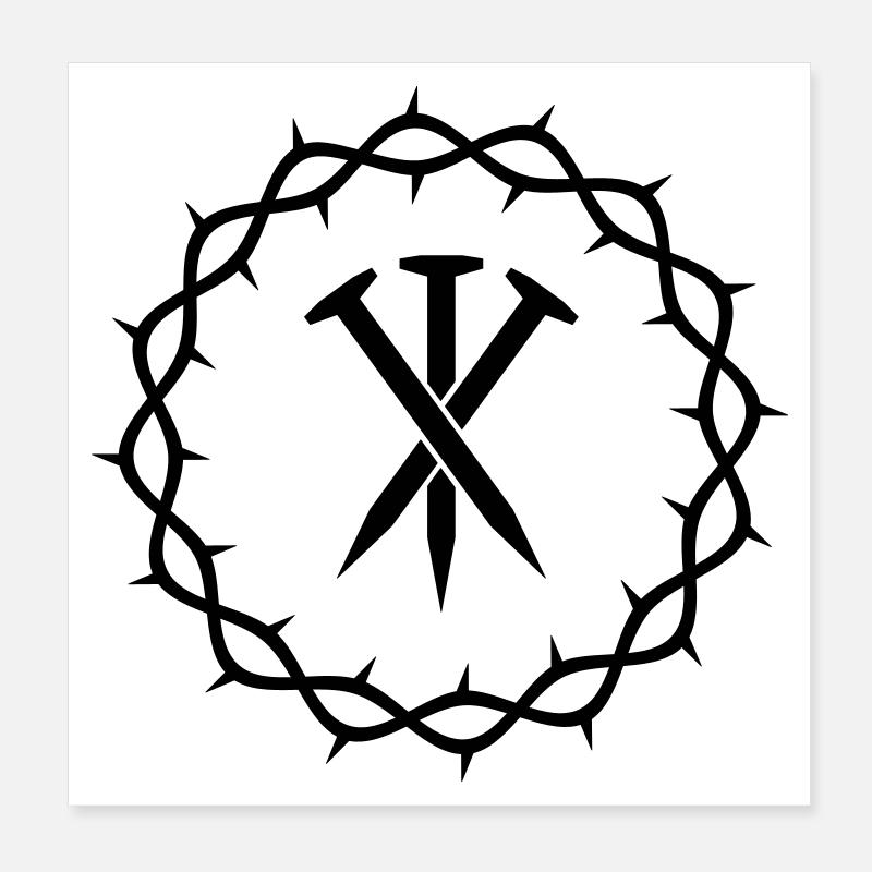 Three nails + Crown of thorns Poster 8" x 8" (20x20 cm)