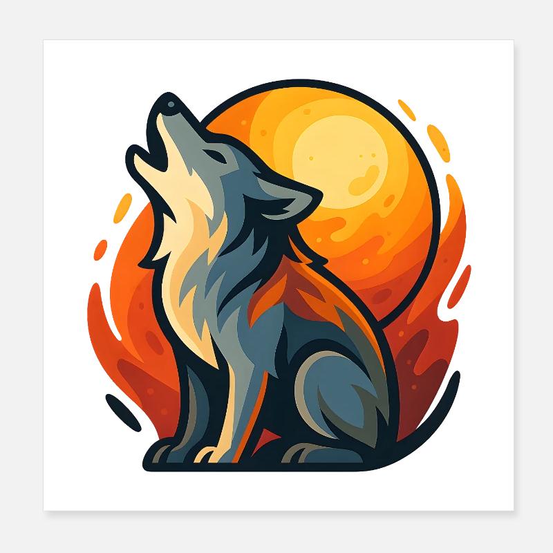 Hurlement du loup Poster 20 x 20 cm
