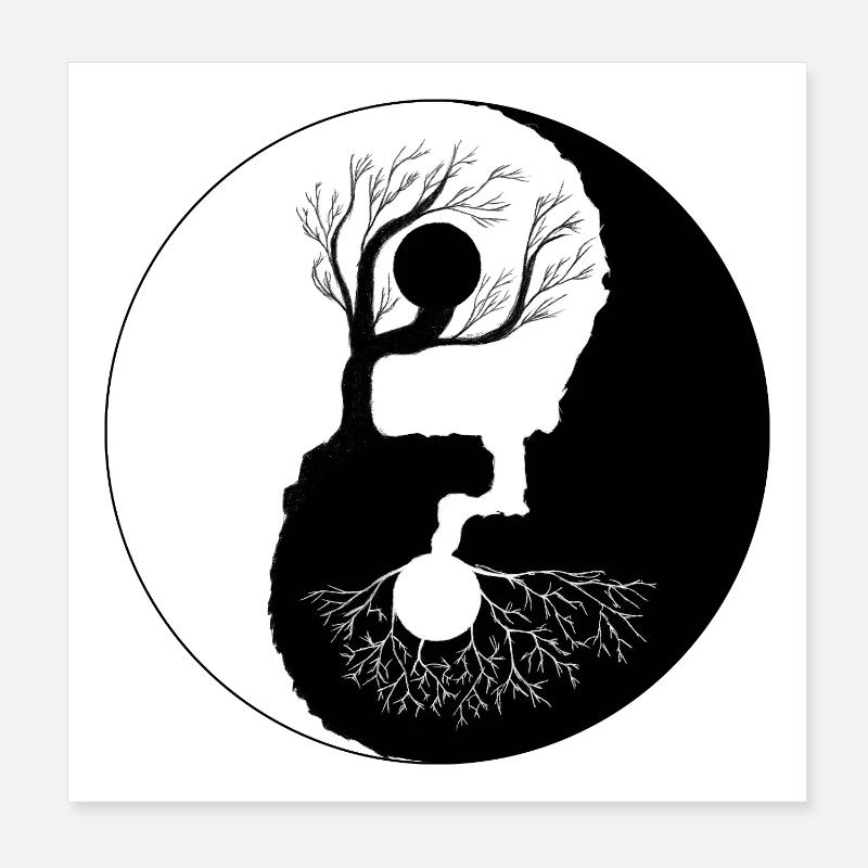 Tree YinYang Balance Poster 8" x 8" (20x20 cm)