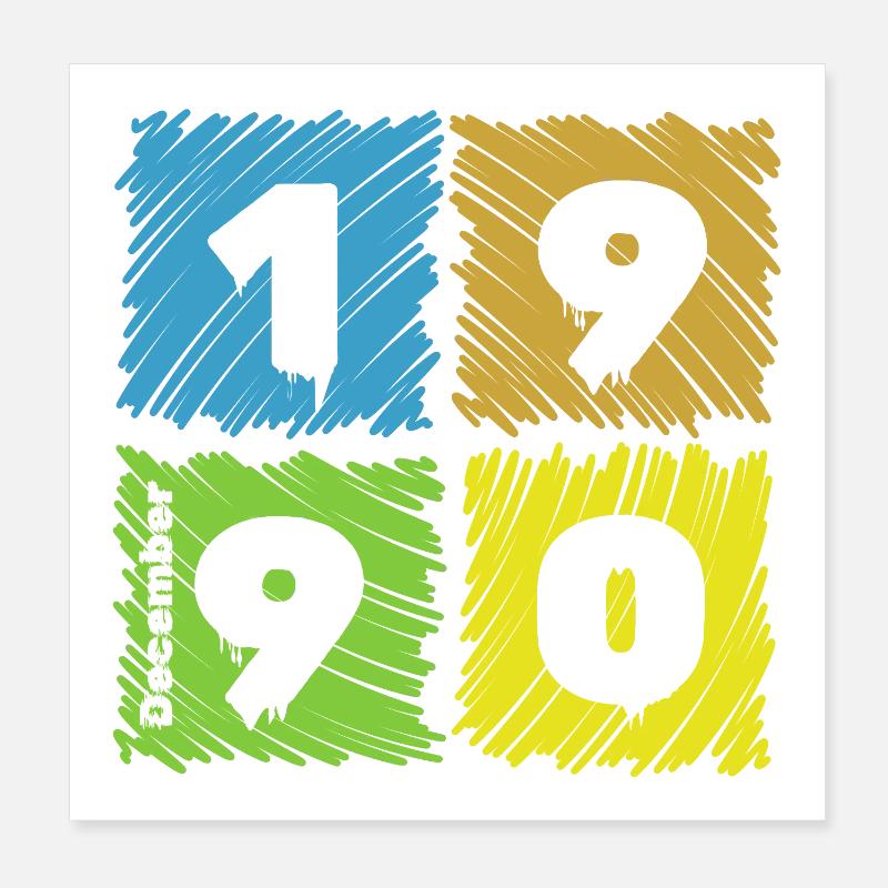 35. Écussons Geburtstag Farbige depuis 12/1990 Poster 20 x 20 cm