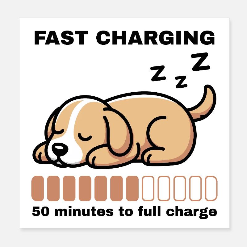 Powernap Dog – Charge rapide Poster 20 x 20 cm
