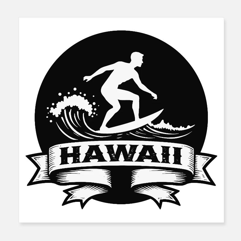 Surfeur Hawaii Vague Bannière Poster 20 x 20 cm
