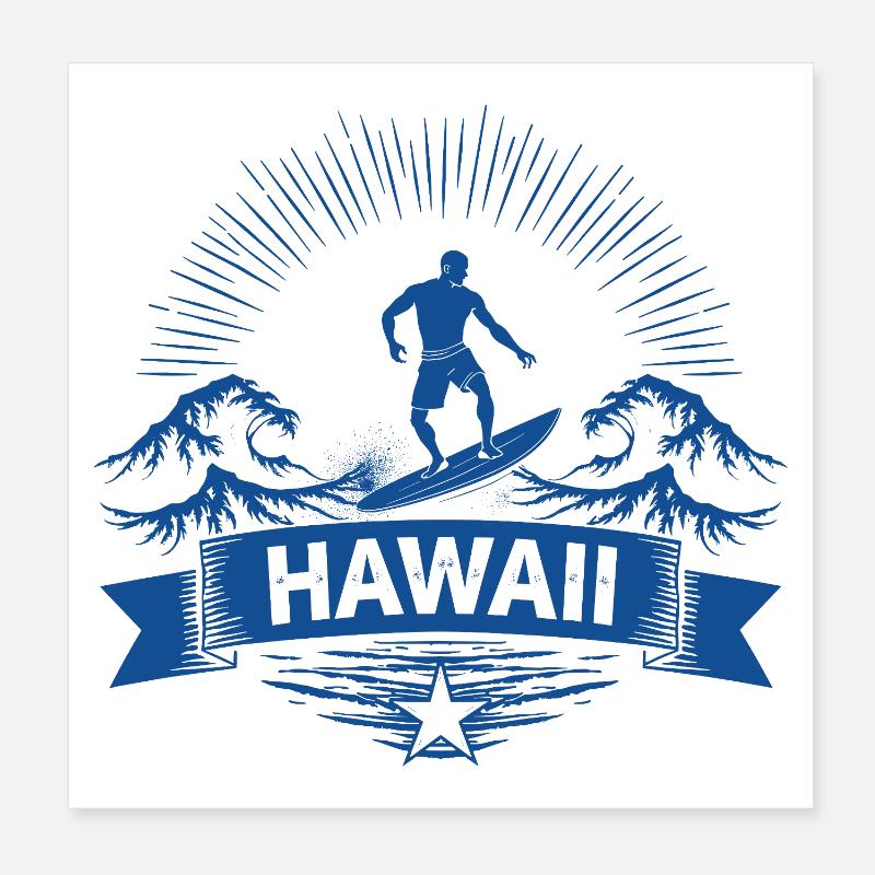 Hawaii Surfer Surfer on Pacific Wave Poster 8" x 8" (20x20 cm)