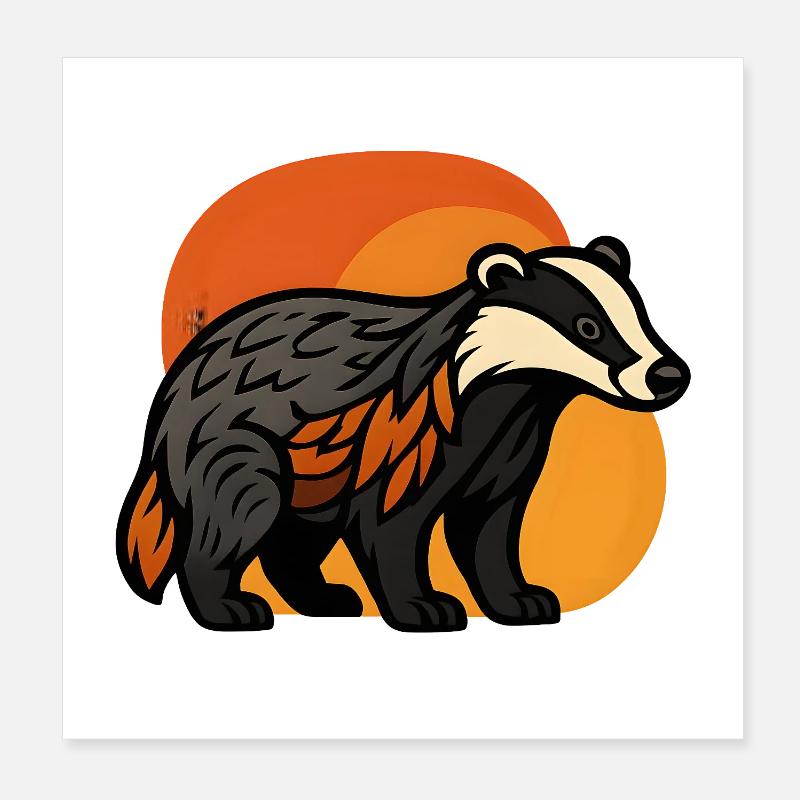 Badger at sunset Poster 8" x 8" (20x20 cm)