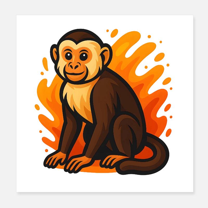 Brand Capuchin Monkey Cartoon Design Poster 8" x 8" (20x20 cm)