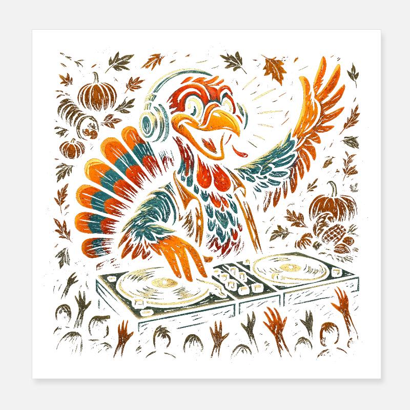 Autumn Turkey DJ Artwork Poster 8" x 8" (20x20 cm)