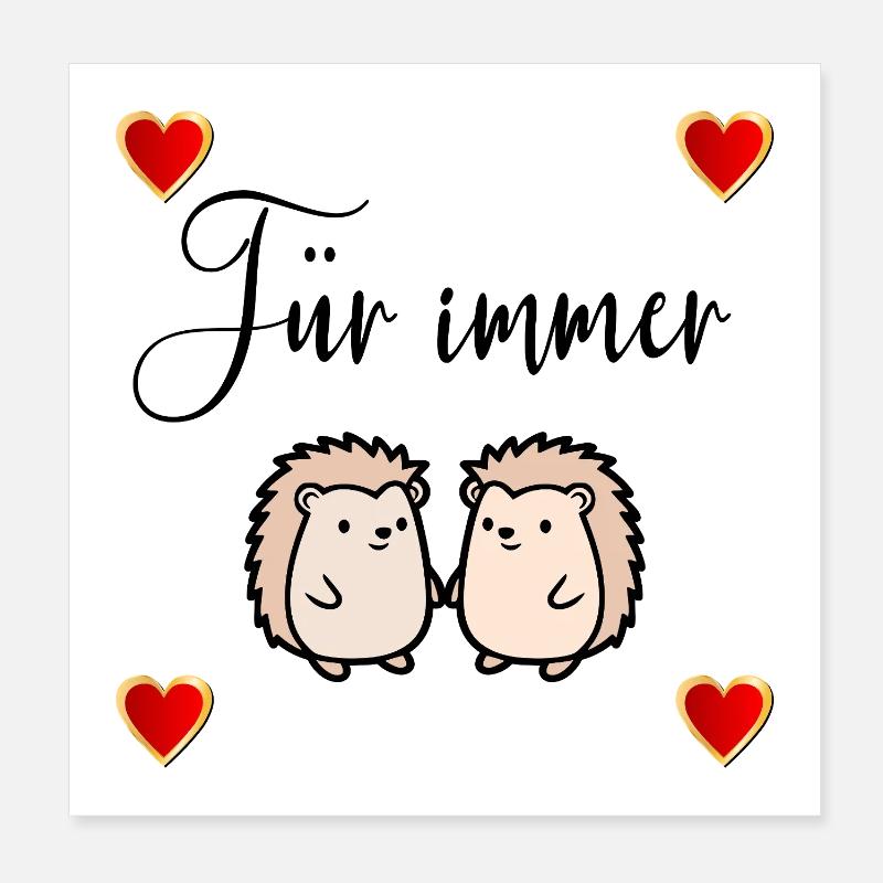 Verliebtes Paar Igel Herzen Poster 20x20 cm