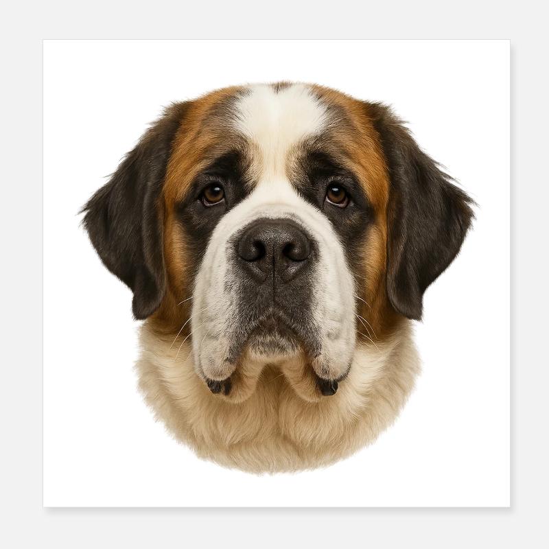 Portrait Tête de Saint Bernard Impression Poster 20 x 20 cm