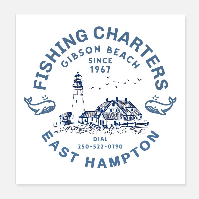 Fishing Charter East Hampton Poster 8" x 8" (20x20 cm)